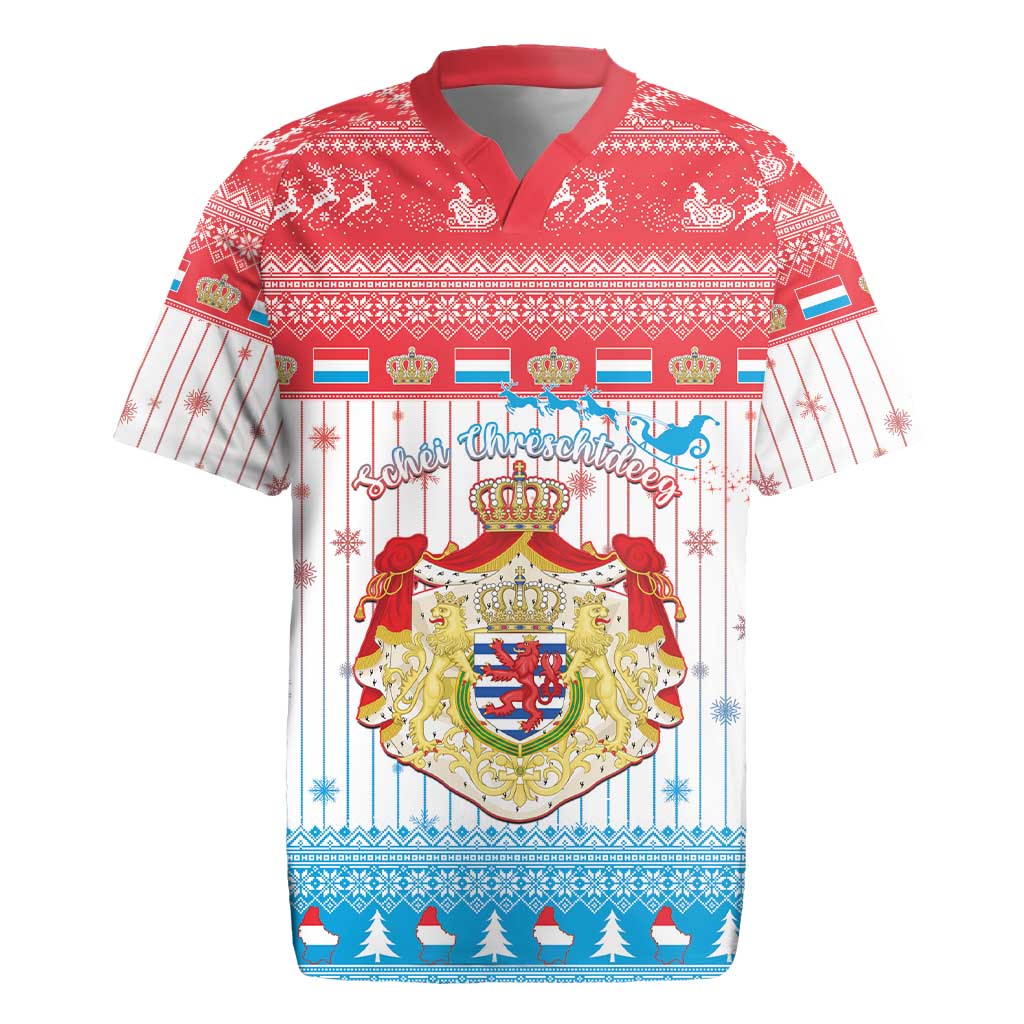 Luxembourg Christmas Rugby Jersey Coat Of Arms Schei Chreschtdeeg - Wonder Print Shop