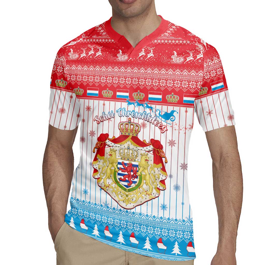 Luxembourg Christmas Rugby Jersey Coat Of Arms Schei Chreschtdeeg - Wonder Print Shop