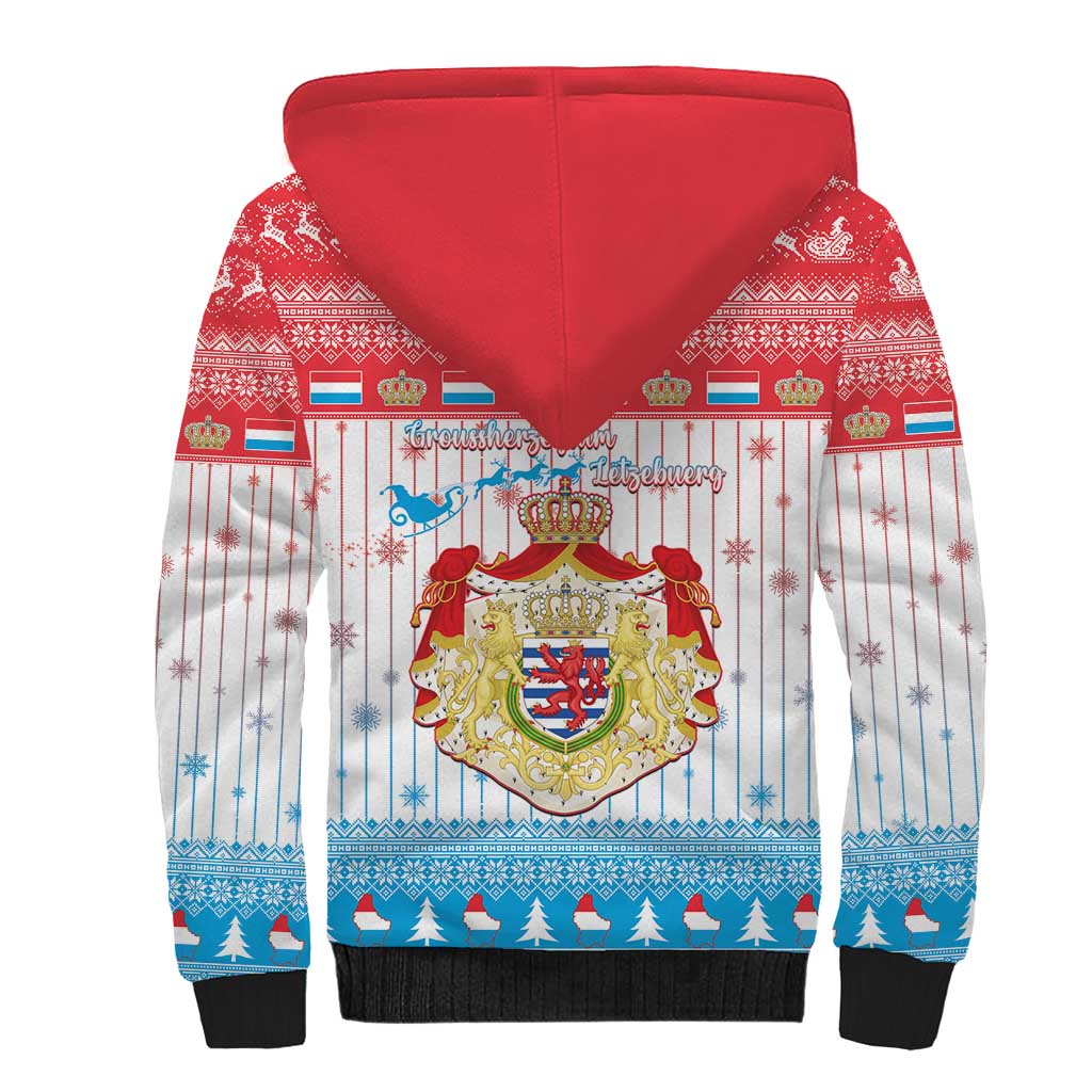 Luxembourg Christmas Sherpa Hoodie Coat Of Arms Schei Chreschtdeeg - Wonder Print Shop
