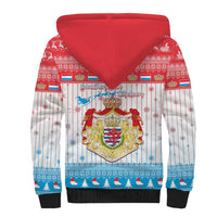 Luxembourg Christmas Sherpa Hoodie Coat Of Arms Schei Chreschtdeeg - Wonder Print Shop