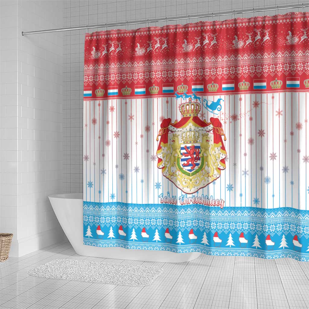 Luxembourg Christmas Shower Curtain Coat Of Arms Schei Chreschtdeeg
