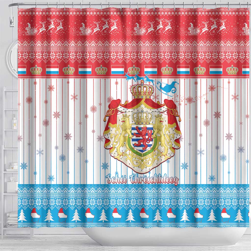 Luxembourg Christmas Shower Curtain Coat Of Arms Schei Chreschtdeeg