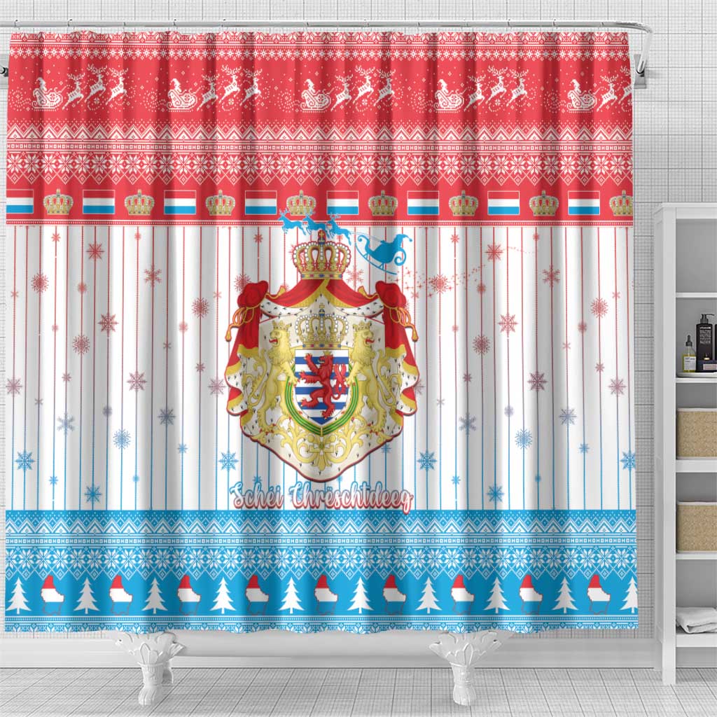 Luxembourg Christmas Shower Curtain Coat Of Arms Schei Chreschtdeeg