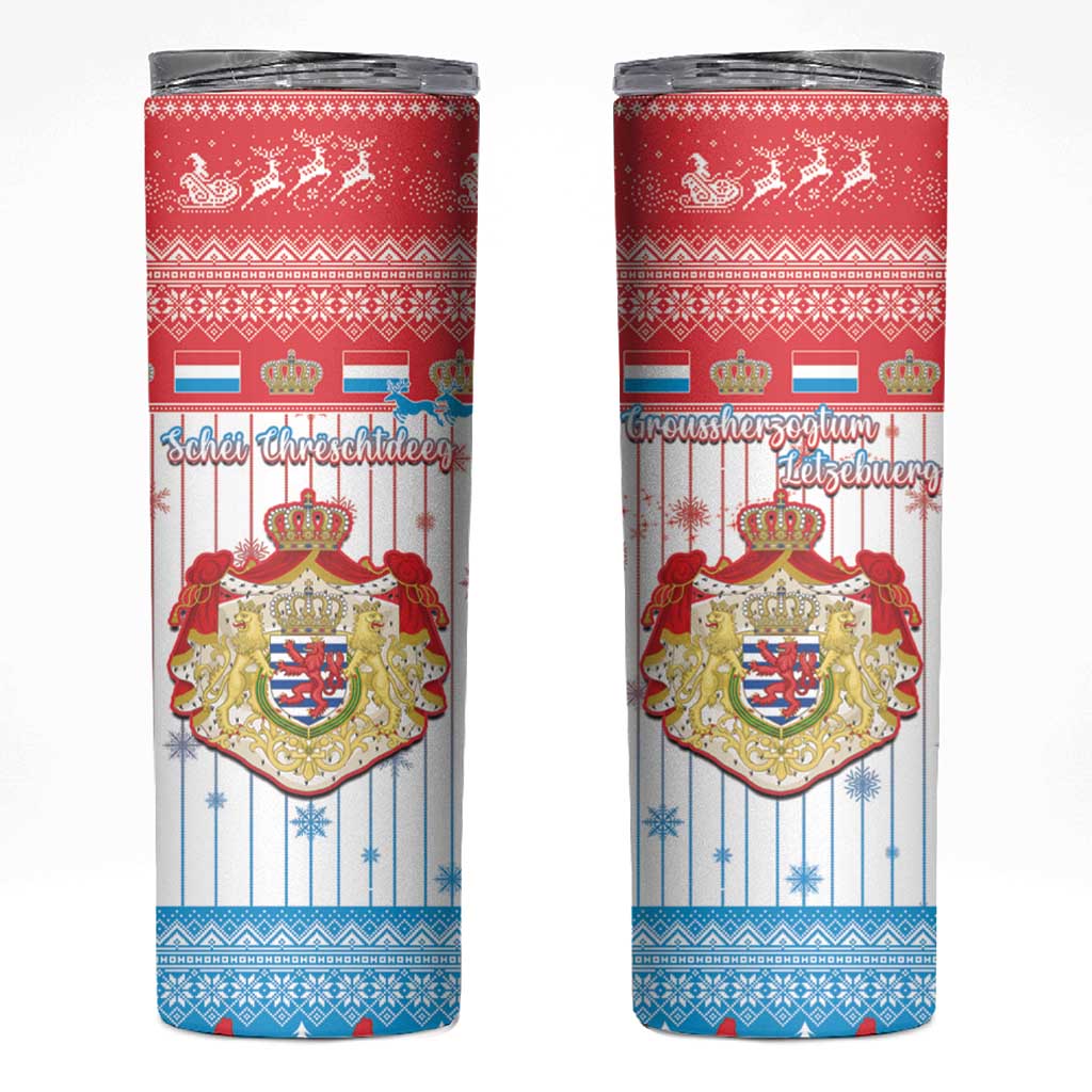 Luxembourg Christmas Skinny Tumbler Coat Of Arms Schei Chreschtdeeg - Wonder Print Shop
