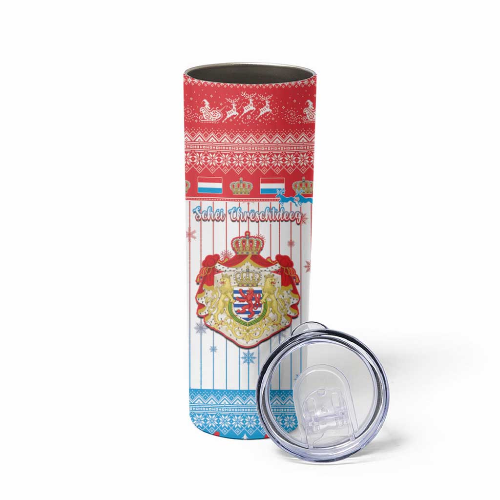 Luxembourg Christmas Skinny Tumbler Coat Of Arms Schei Chreschtdeeg - Wonder Print Shop