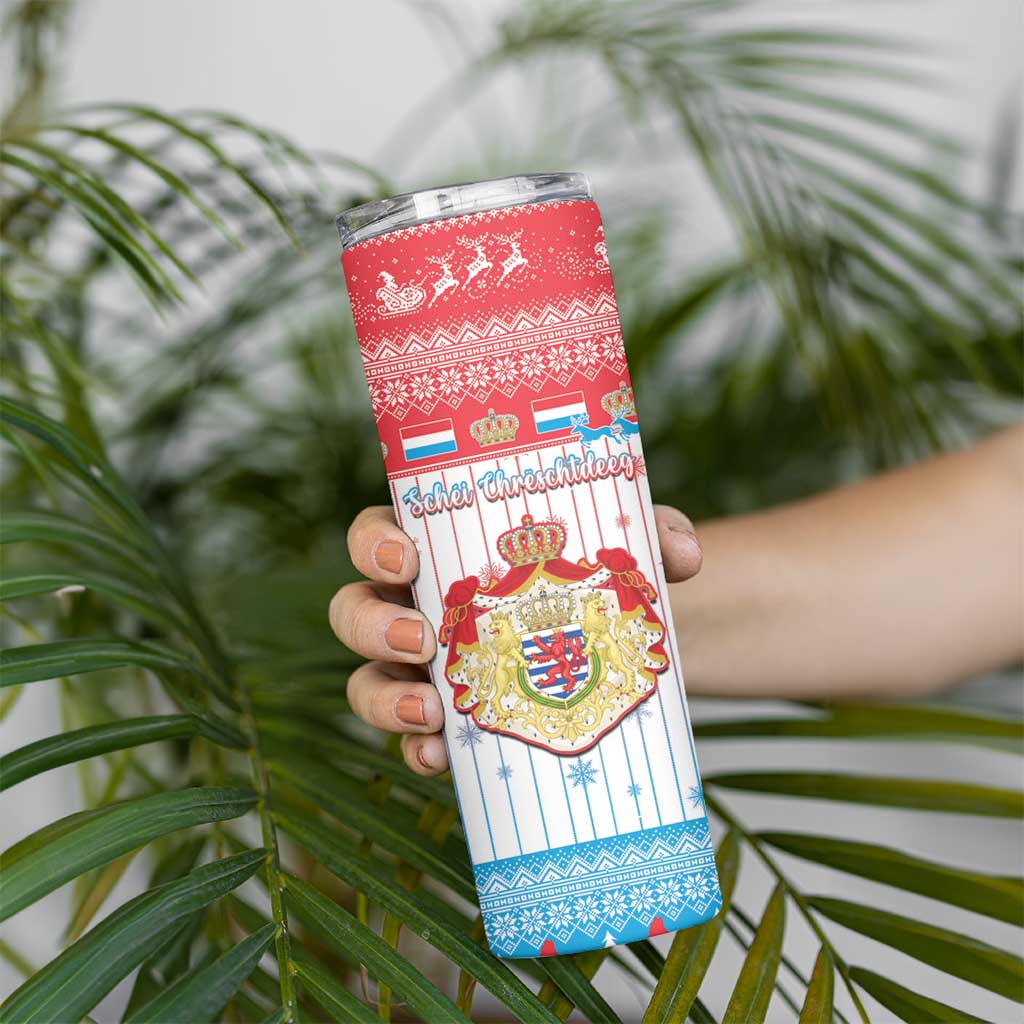 Luxembourg Christmas Skinny Tumbler Coat Of Arms Schei Chreschtdeeg - Wonder Print Shop