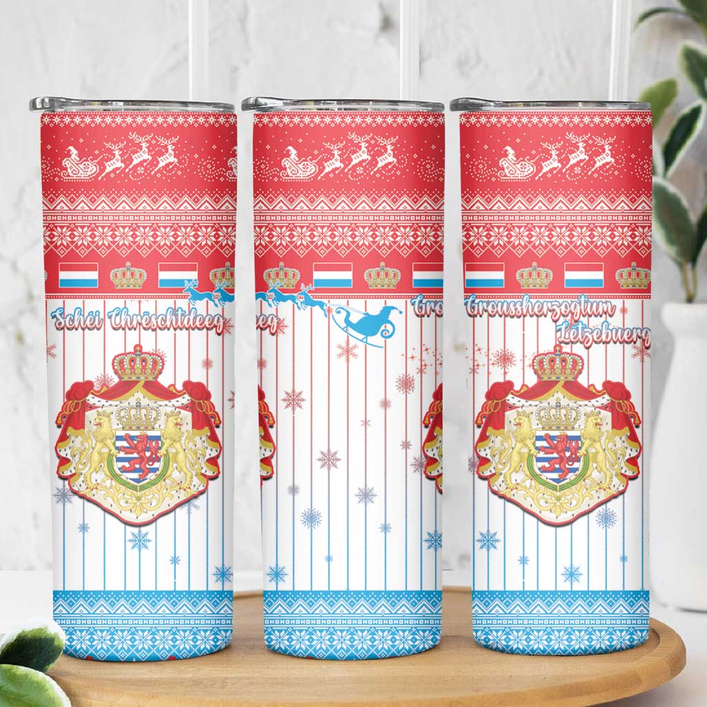 Luxembourg Christmas Skinny Tumbler Coat Of Arms Schei Chreschtdeeg - Wonder Print Shop