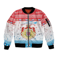 Luxembourg Christmas Sleeve Zip Bomber Jacket Coat Of Arms Schei Chreschtdeeg - Wonder Print Shop