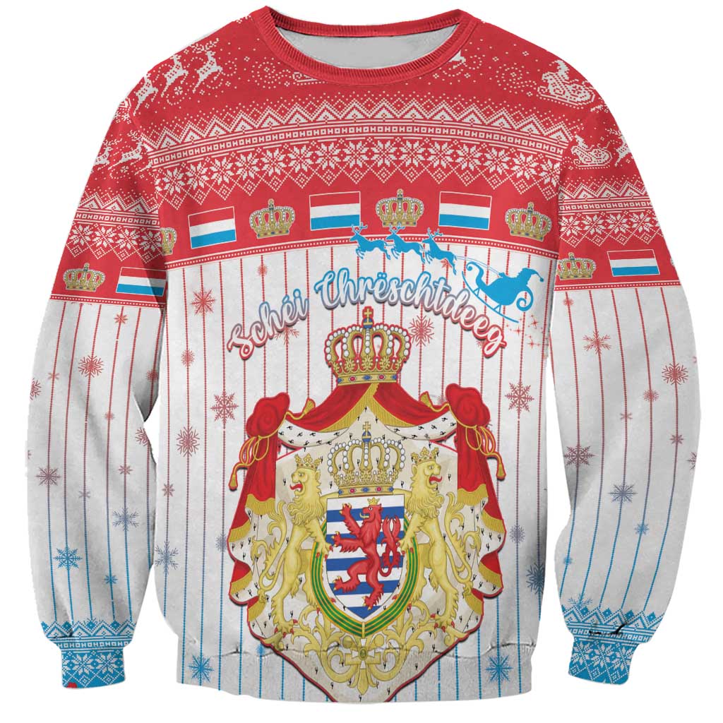 Luxembourg Christmas Sweatshirt Coat Of Arms Schei Chreschtdeeg - Wonder Print Shop
