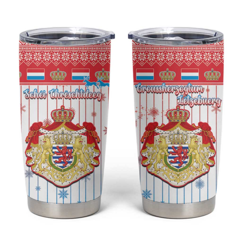 Luxembourg Christmas Tumbler Cup Coat Of Arms Schei Chreschtdeeg - Wonder Print Shop