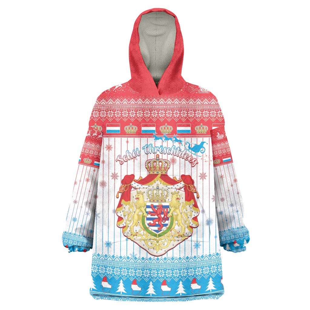 Luxembourg Christmas Wearable Blanket Hoodie Coat Of Arms Schei Chreschtdeeg - Wonder Print Shop