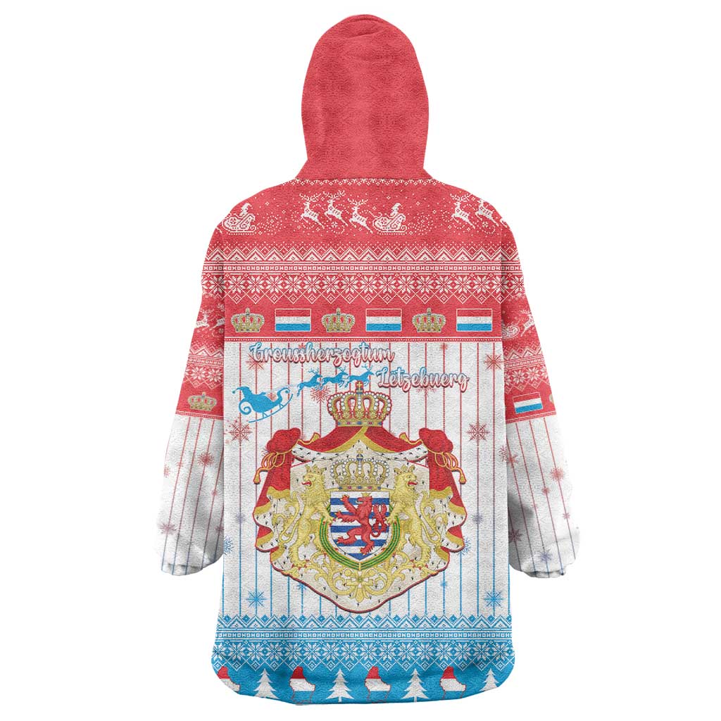 Luxembourg Christmas Wearable Blanket Hoodie Coat Of Arms Schei Chreschtdeeg - Wonder Print Shop