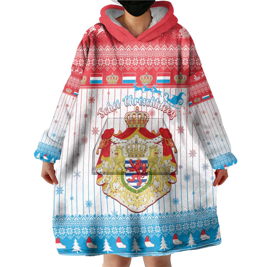Luxembourg Christmas Wearable Blanket Hoodie Coat Of Arms Schei Chreschtdeeg - Wonder Print Shop