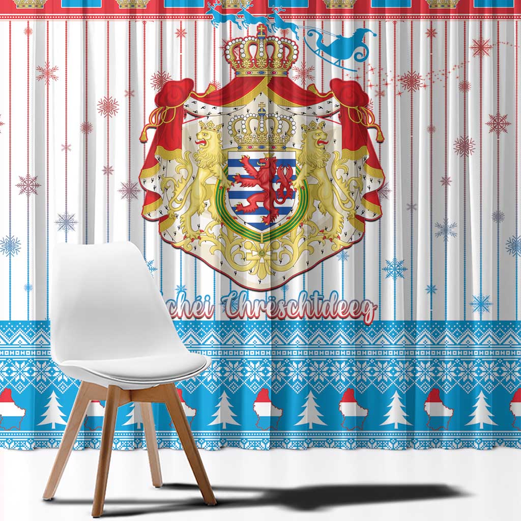 Luxembourg Christmas Window Curtain Coat Of Arms Schei Chreschtdeeg - Wonder Print Shop