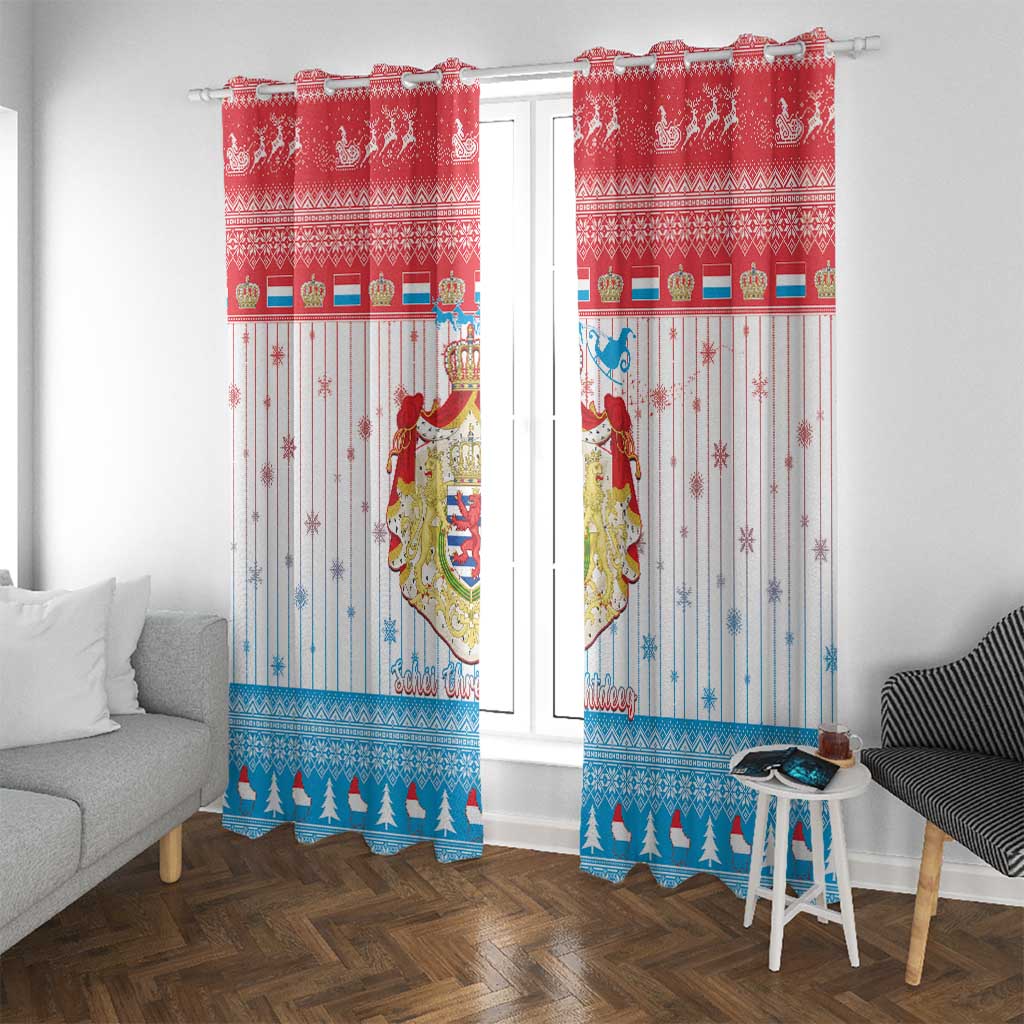 Luxembourg Christmas Window Curtain Coat Of Arms Schei Chreschtdeeg - Wonder Print Shop