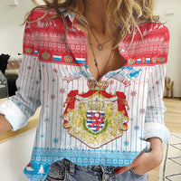 Luxembourg Christmas Women Casual Shirt Coat Of Arms Schei Chreschtdeeg - Wonder Print Shop