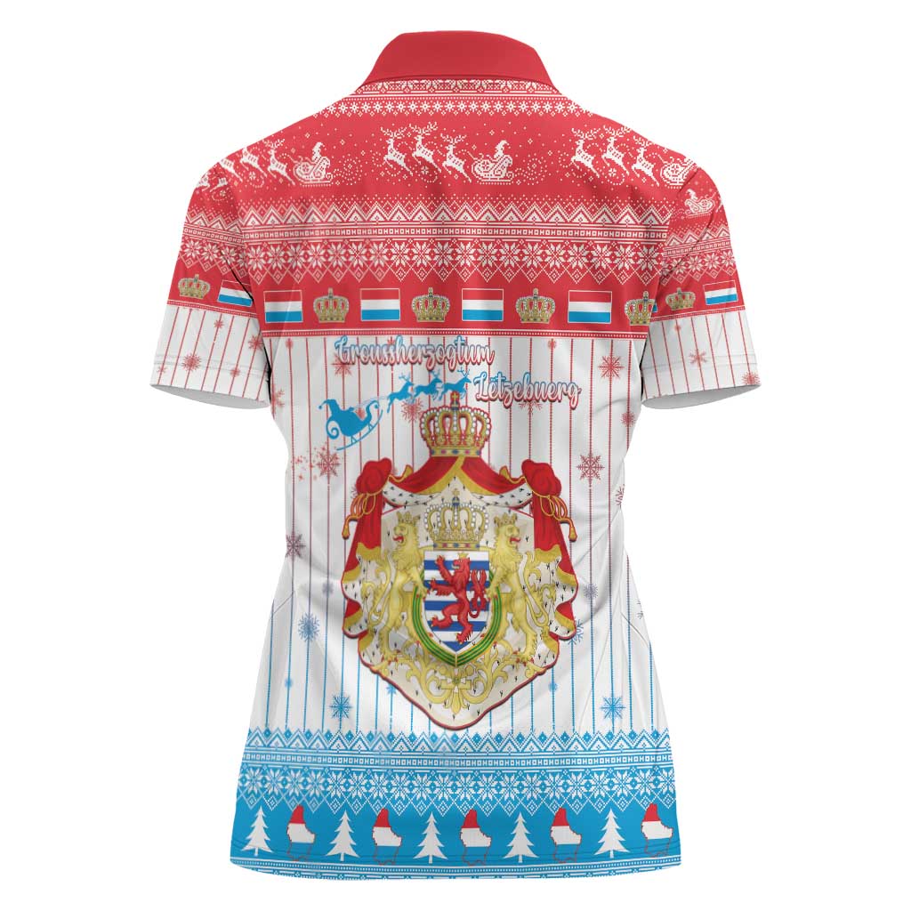 Luxembourg Christmas Women Polo Shirt Coat Of Arms Schei Chreschtdeeg - Wonder Print Shop