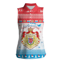 Luxembourg Christmas Women Sleeveless Polo Shirt Coat Of Arms Schei Chreschtdeeg - Wonder Print Shop