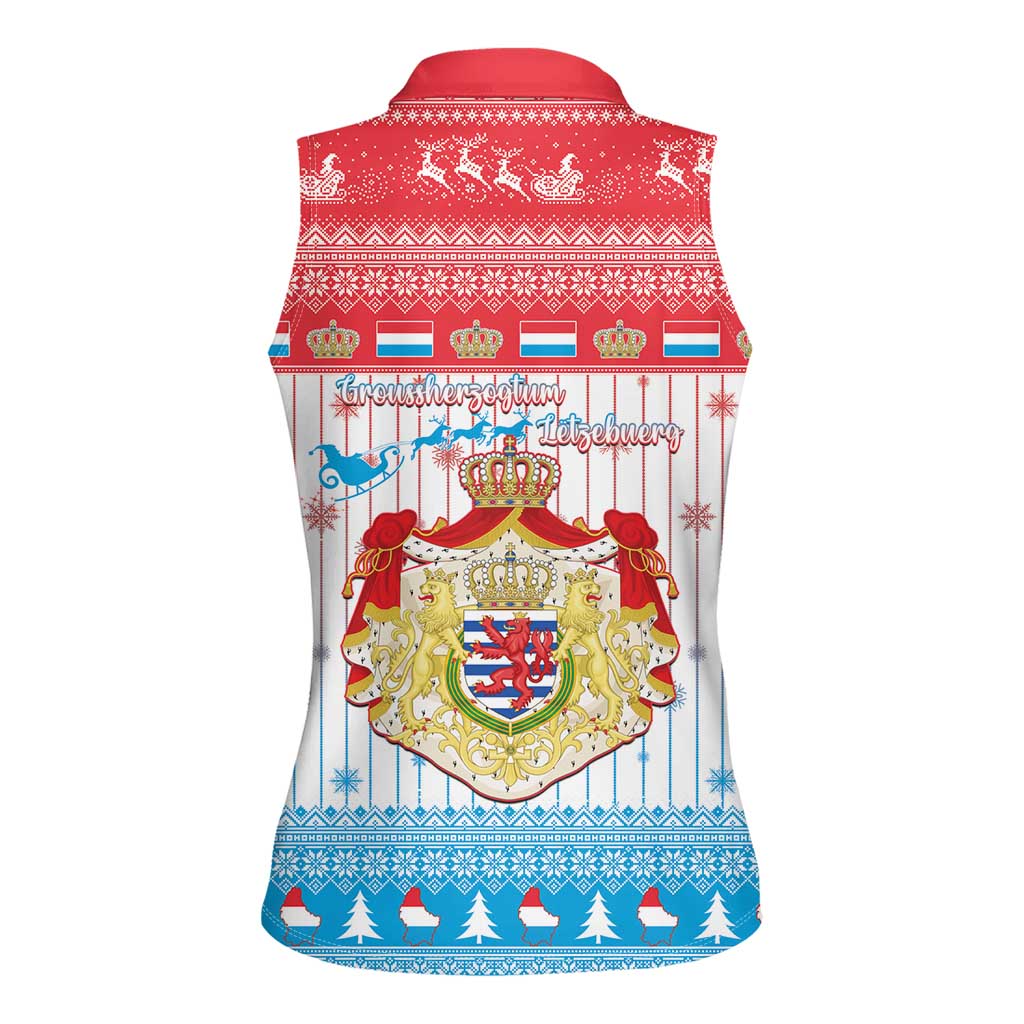 Luxembourg Christmas Women Sleeveless Polo Shirt Coat Of Arms Schei Chreschtdeeg - Wonder Print Shop