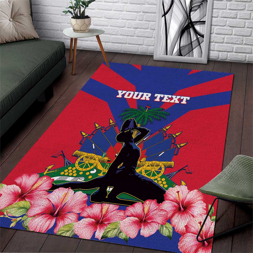 Personalised Haiti Independence Day Area Rug Neg Marron Flag Map - Wonder Print Shop