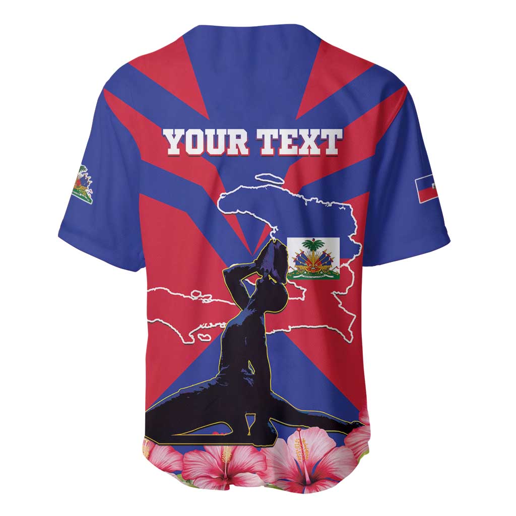 Personalised Haiti Independence Day Baseball Jersey Neg Marron Flag Map - Wonder Print Shop