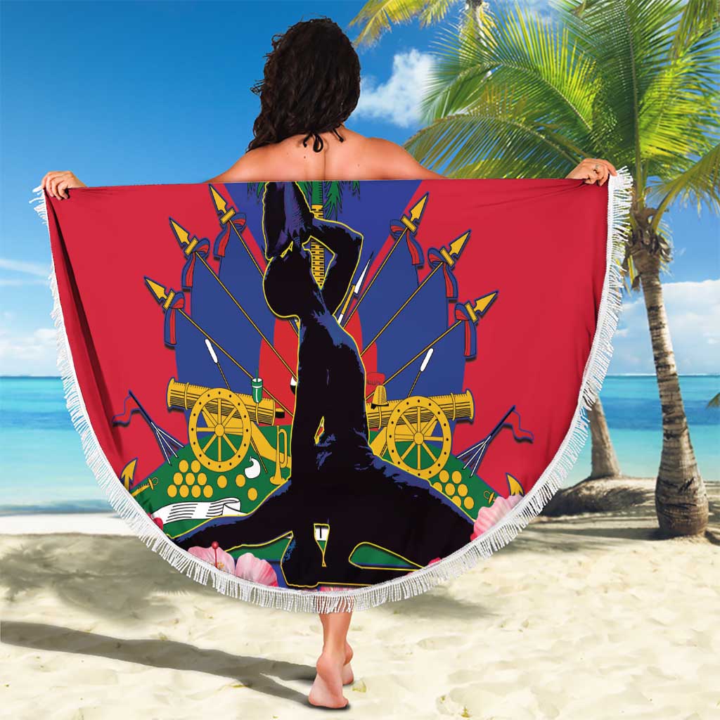 Personalised Haiti Independence Day Beach Blanket Neg Marron Flag Map - Wonder Print Shop