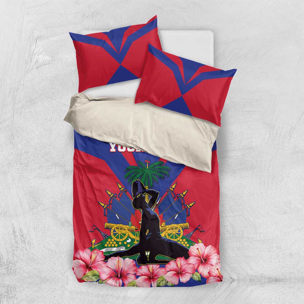 Personalised Haiti Independence Day Bedding Set Neg Marron Flag Map - Wonder Print Shop