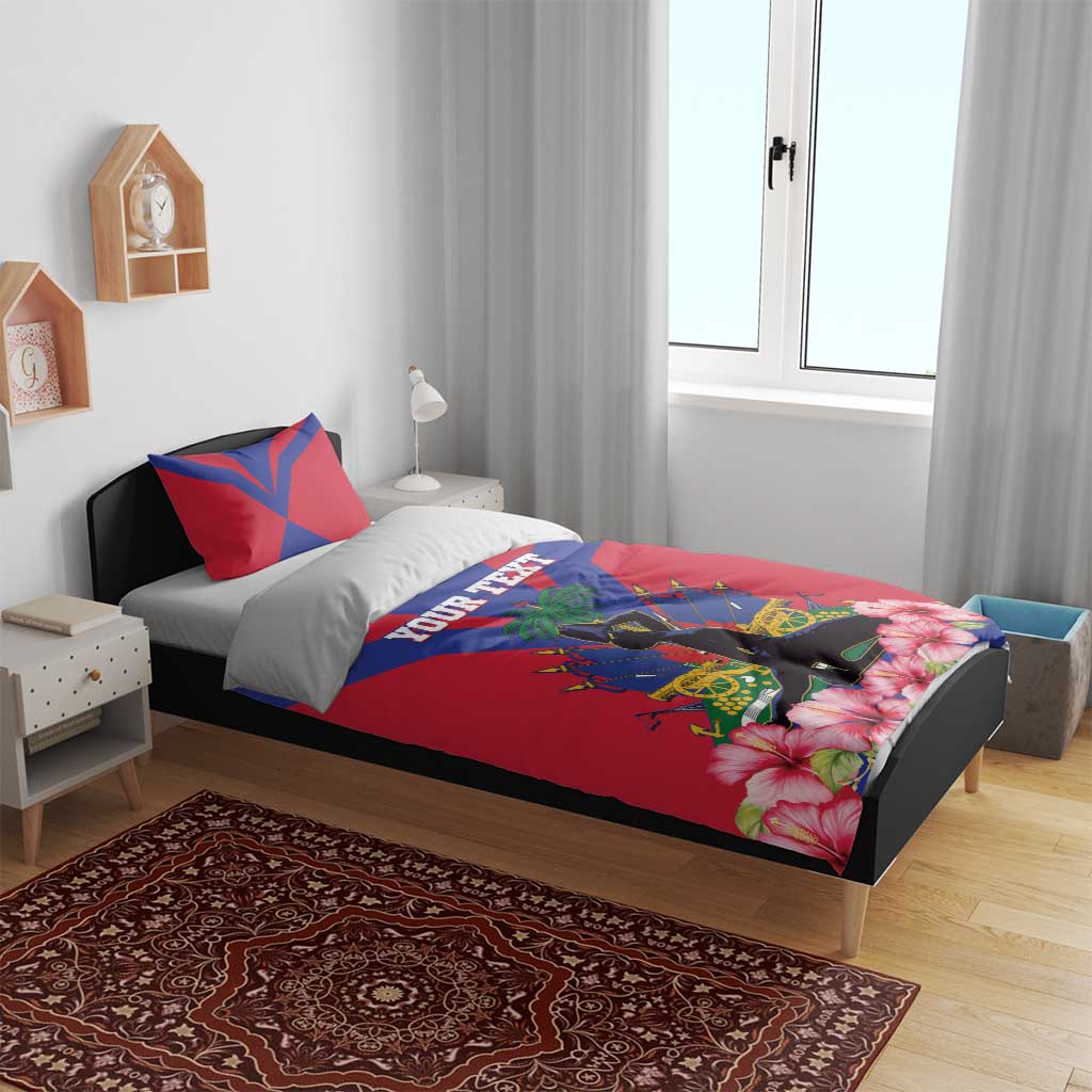 Personalised Haiti Independence Day Bedding Set Neg Marron Flag Map - Wonder Print Shop