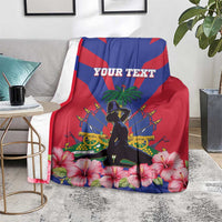 Personalised Haiti Independence Day Blanket Neg Marron Flag Map