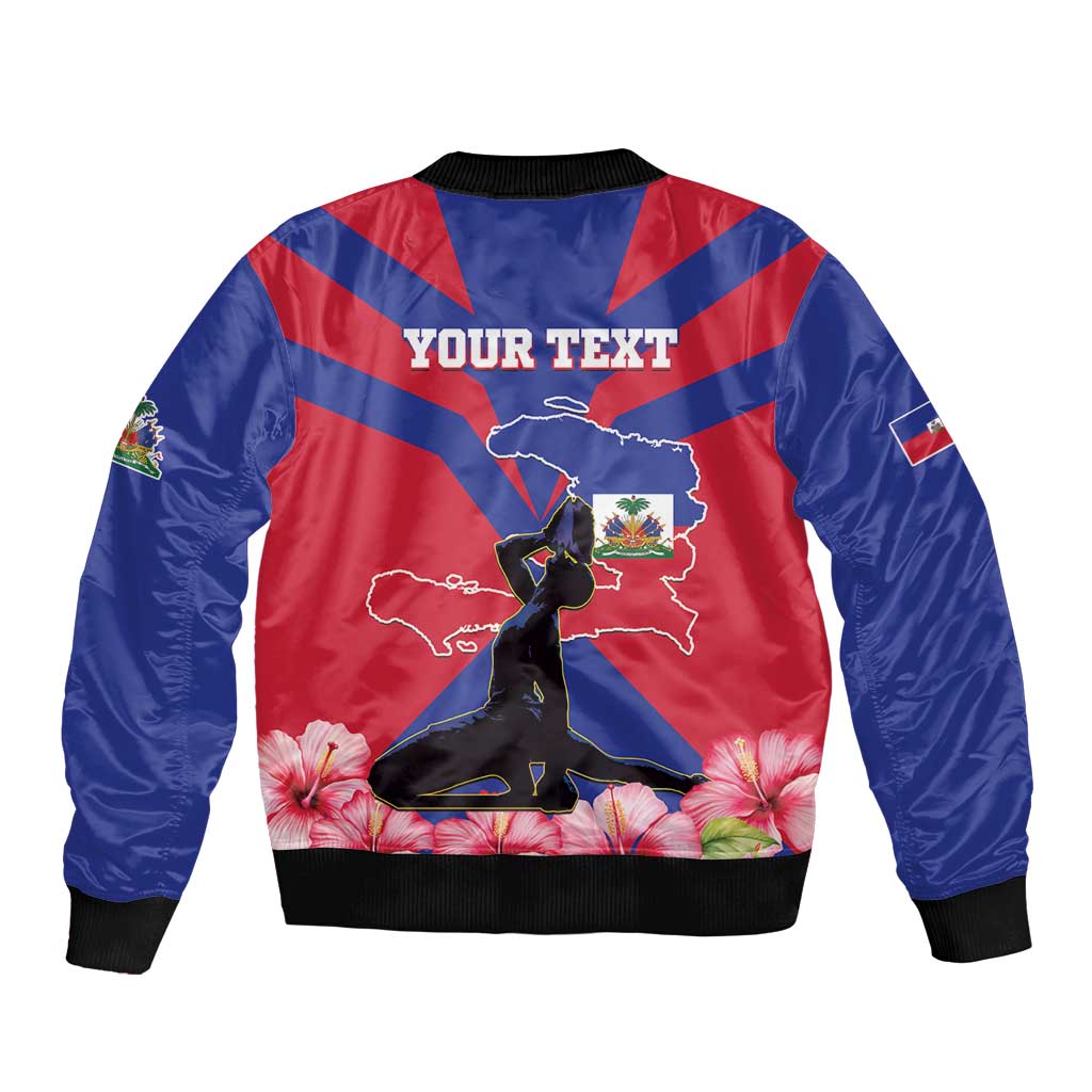 Personalised Haiti Independence Day Bomber Jacket Neg Marron Flag Map - Wonder Print Shop