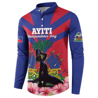 Personalised Haiti Independence Day Button Sweatshirt Neg Marron Flag Map - Wonder Print Shop