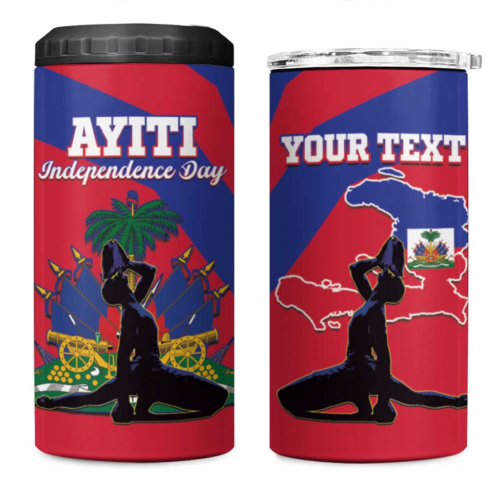 Personalised Haiti Independence Day 4 in 1 Can Cooler Tumbler Neg Marron Flag Map - Wonder Print Shop