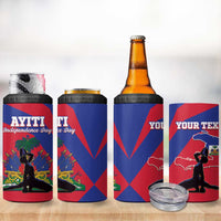Personalised Haiti Independence Day 4 in 1 Can Cooler Tumbler Neg Marron Flag Map - Wonder Print Shop