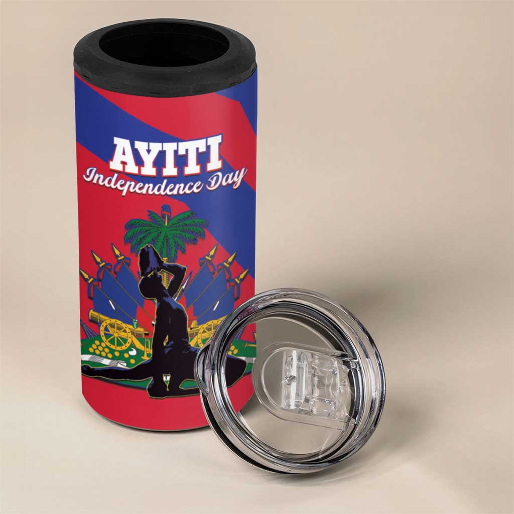 Personalised Haiti Independence Day 4 in 1 Can Cooler Tumbler Neg Marron Flag Map - Wonder Print Shop