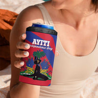 Personalised Haiti Independence Day 4 in 1 Can Cooler Tumbler Neg Marron Flag Map - Wonder Print Shop