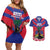 Personalised Haiti Independence Day Couples Matching Off Shoulder Short Dress and Hawaiian Shirt Neg Marron Flag Map - Wonder Print Shop