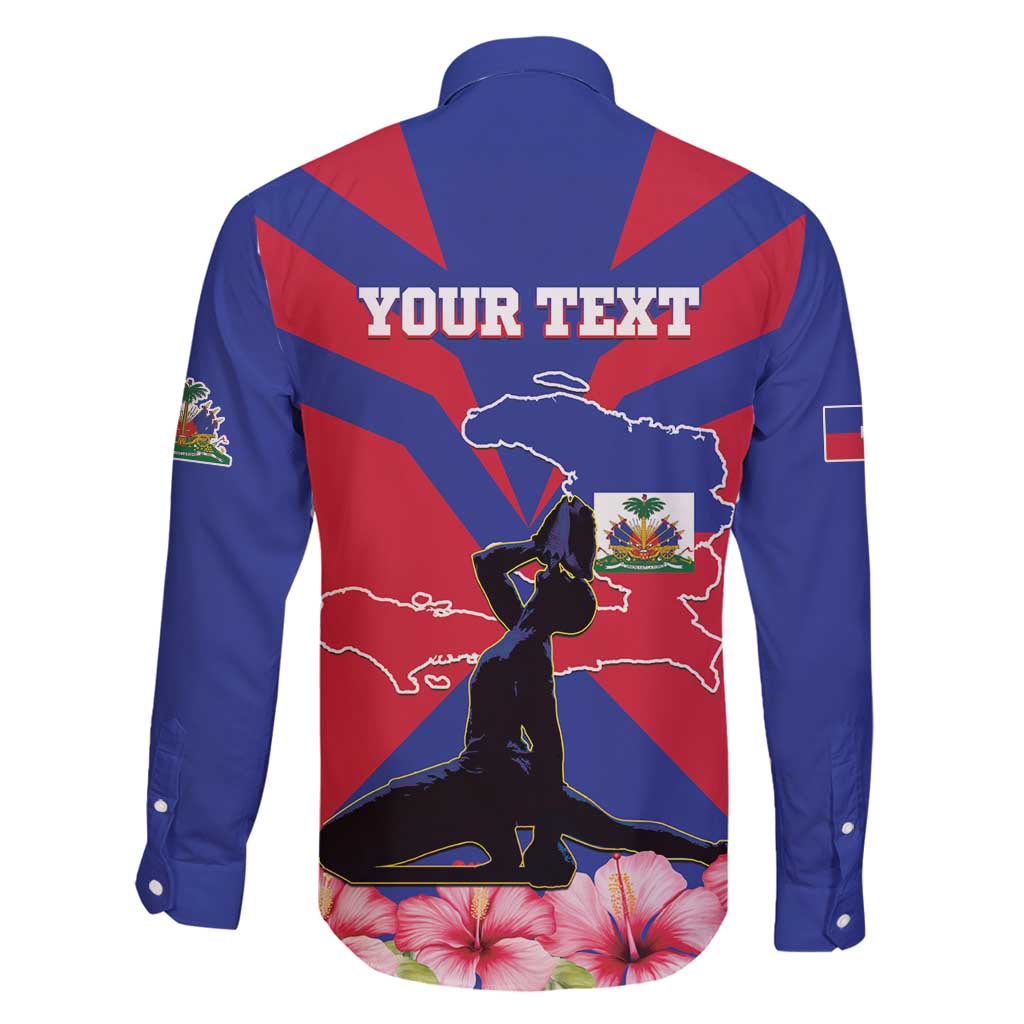 Personalised Haiti Independence Day Family Matching Long Sleeve Bodycon Dress and Hawaiian Shirt Neg Marron Flag Map - Wonder Print Shop