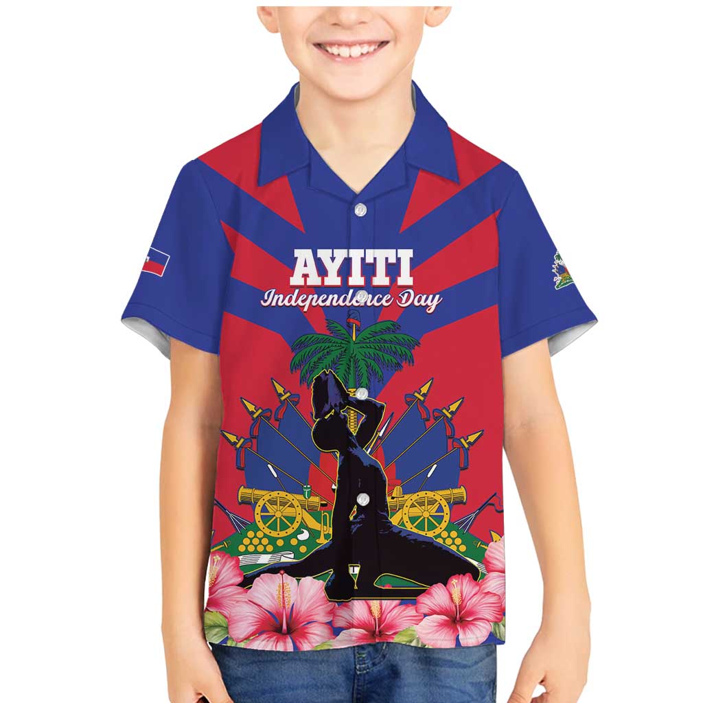 Personalised Haiti Independence Day Family Matching Mermaid Dress and Hawaiian Shirt Neg Marron Flag Map - Wonder Print Shop