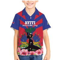 Personalised Haiti Independence Day Family Matching Mermaid Dress and Hawaiian Shirt Neg Marron Flag Map - Wonder Print Shop