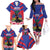 Personalised Haiti Independence Day Family Matching Off The Shoulder Long Sleeve Dress and Hawaiian Shirt Neg Marron Flag Map - Wonder Print Shop