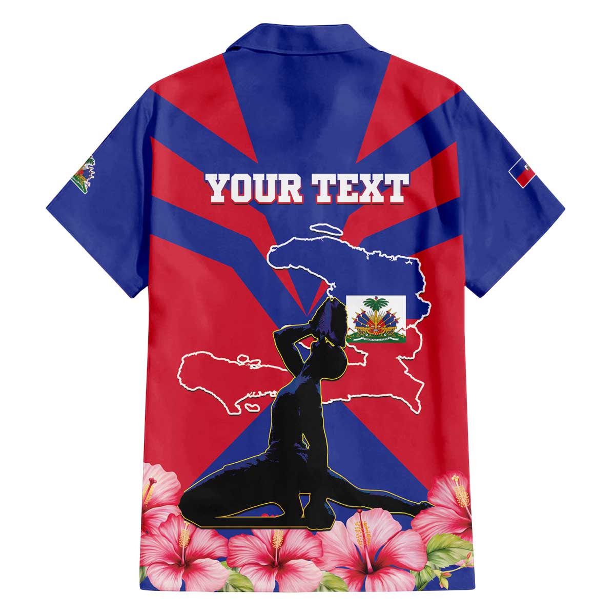 Personalised Haiti Independence Day Family Matching Off The Shoulder Long Sleeve Dress and Hawaiian Shirt Neg Marron Flag Map - Wonder Print Shop