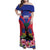Personalised Haiti Independence Day Family Matching Off Shoulder Maxi Dress and Hawaiian Shirt Neg Marron Flag Map - Wonder Print Shop