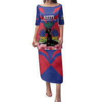 Personalised Haiti Independence Day Family Matching Puletasi and Hawaiian Shirt Neg Marron Flag Map - Wonder Print Shop