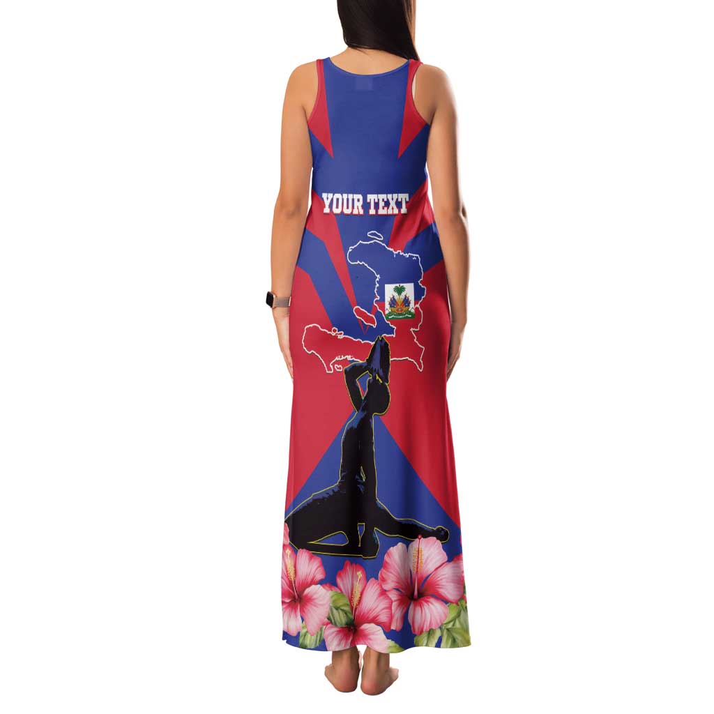 Personalised Haiti Independence Day Family Matching Tank Maxi Dress and Hawaiian Shirt Neg Marron Flag Map - Wonder Print Shop