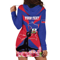 Personalised Haiti Independence Day Hoodie Dress Neg Marron Flag Map - Wonder Print Shop