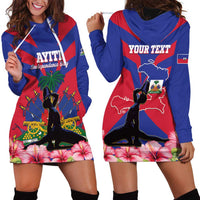 Personalised Haiti Independence Day Hoodie Dress Neg Marron Flag Map - Wonder Print Shop