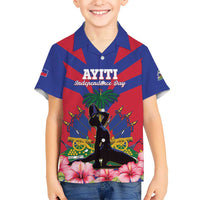 Personalised Haiti Independence Day Kid Hawaiian Shirt Neg Marron Flag Map - Wonder Print Shop