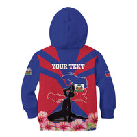 Personalised Haiti Independence Day Kid Hoodie Neg Marron Flag Map - Wonder Print Shop