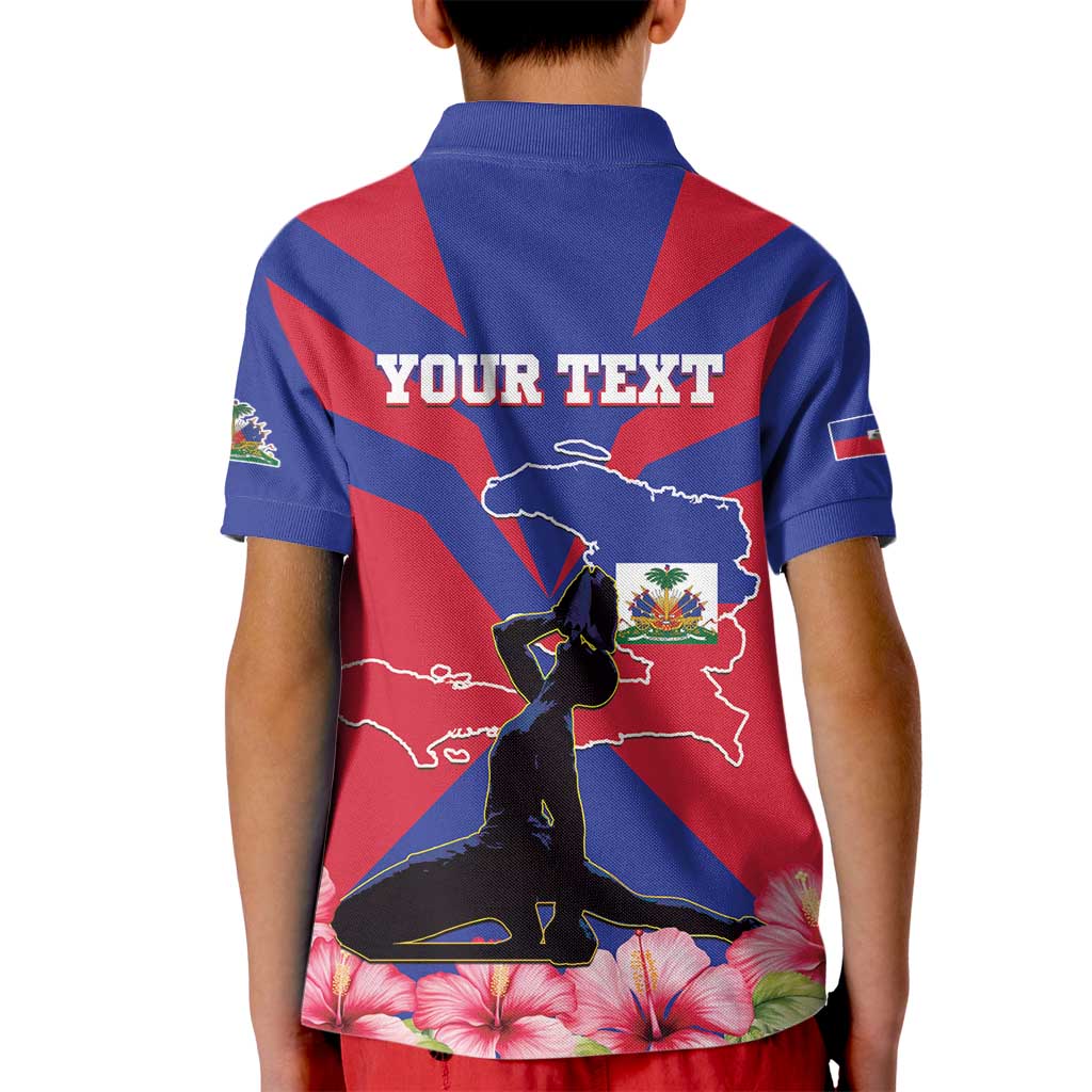 Personalised Haiti Independence Day Kid Polo Shirt Neg Marron Flag Map - Wonder Print Shop