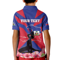 Personalised Haiti Independence Day Kid Polo Shirt Neg Marron Flag Map - Wonder Print Shop